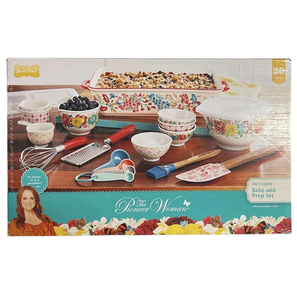 The Pioneer Woman Fancy Flourish 20pc Bake and Prep Set. New in Box. Melamine